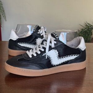 Dolce Vita Notice Stitch Genuine Calf Hair Sneakers Black Off-White | Size 7.5
